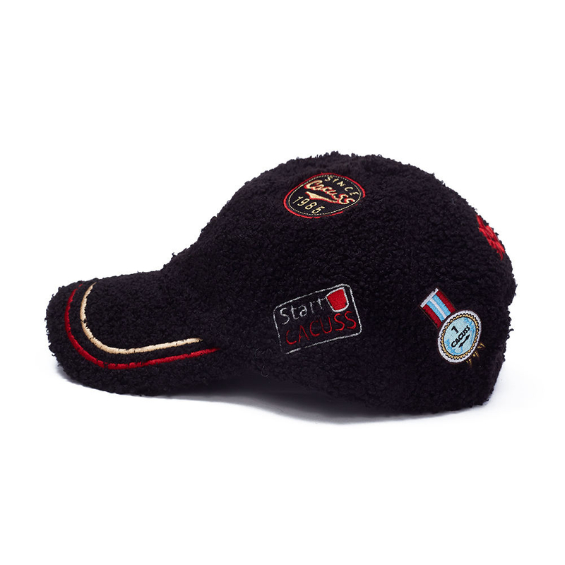 Customizable 6-Panel Oxford Fabric Baseball Cap Fitted Sport Hat with Embroidered Dot & Fruit Pattern for Men & Women