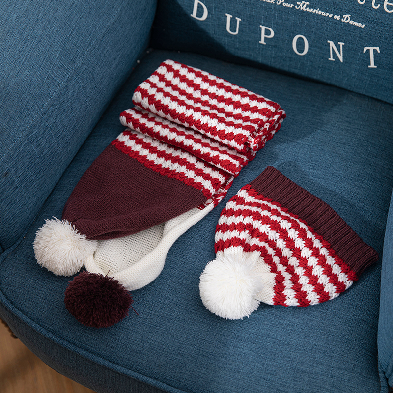 2022 Wholesale Autumn Winter Men Women Knitted Beanie Hats And Scarf Sets Winter Beanie Hat with POM POM