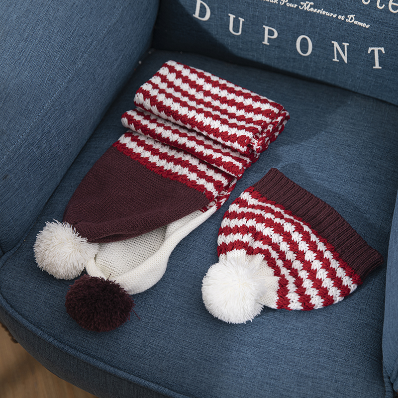 2022 Wholesale Autumn Winter Men Women Knitted Beanie Hats And Scarf Sets Winter Beanie Hat with POM POM