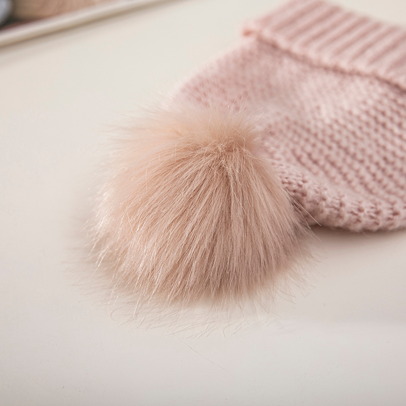 Pink Ventilation Scarf And Hat Sets with POM POM Kids Women Customized Cotton Knitted Warm Winter Hat And Scarf Set Women