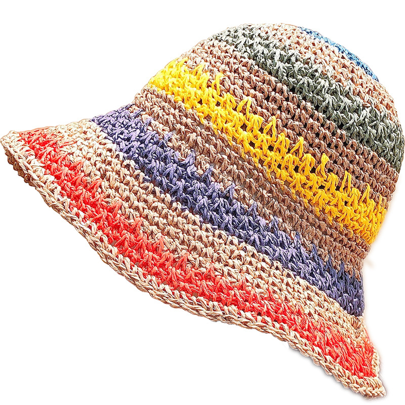 2022 Women Multicolor Winter Warm Bucket Hat Fashion Knitted Hats Solid Color Warm Fashion Ladies Knit Crochet Cap