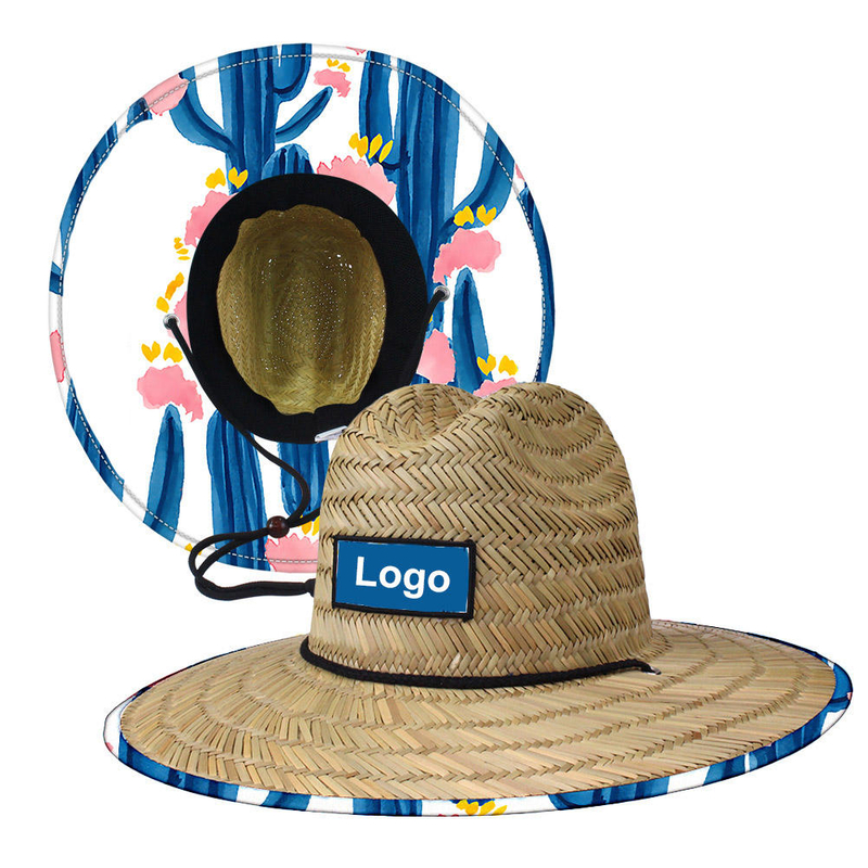 Wholesale Summer Beach Lifeguard Straw Hat Big Brim Custom Logo Surfing Finish Printed for Fishing Casual Ski Cycling Australia