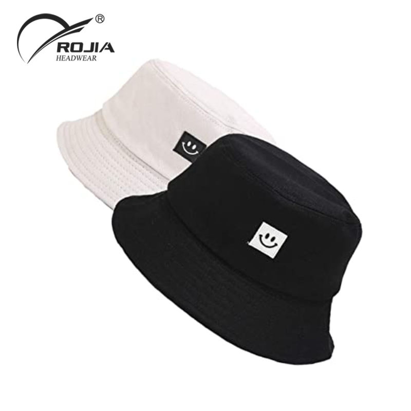 Summer Travel Bucket Beach Sun Hat Embroidery Smile Face Visor Baby Fisherman Bucket Hat