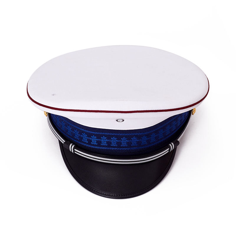 Customized White Blue Scottish Hat Cotton Sea Captain Cap skipper Hat Tactical Sailor Hat Unisex Uniform Wear Peaked Cap