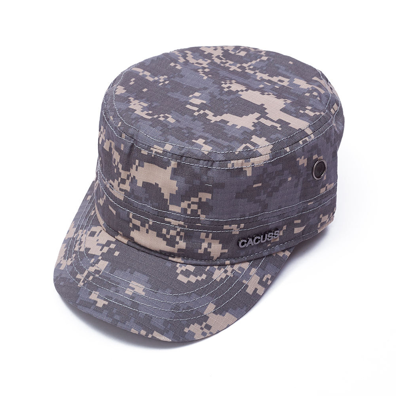 100% Cotton New Vintage Embroidered Unisex Flat Top Outdoor Hiking Camping Cadet Cap Hat