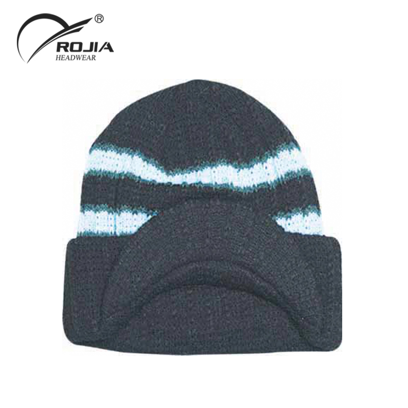 Wholesale Customised Children Men Outdoor Mohair Knit Cap Beanie with Visor Manufacturers