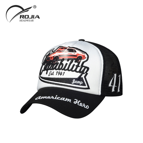 Breathable Mesh Snapback Hats Trucker Hats Cap Unisex Hip Hop Embroidered Summer 6-panel Hat