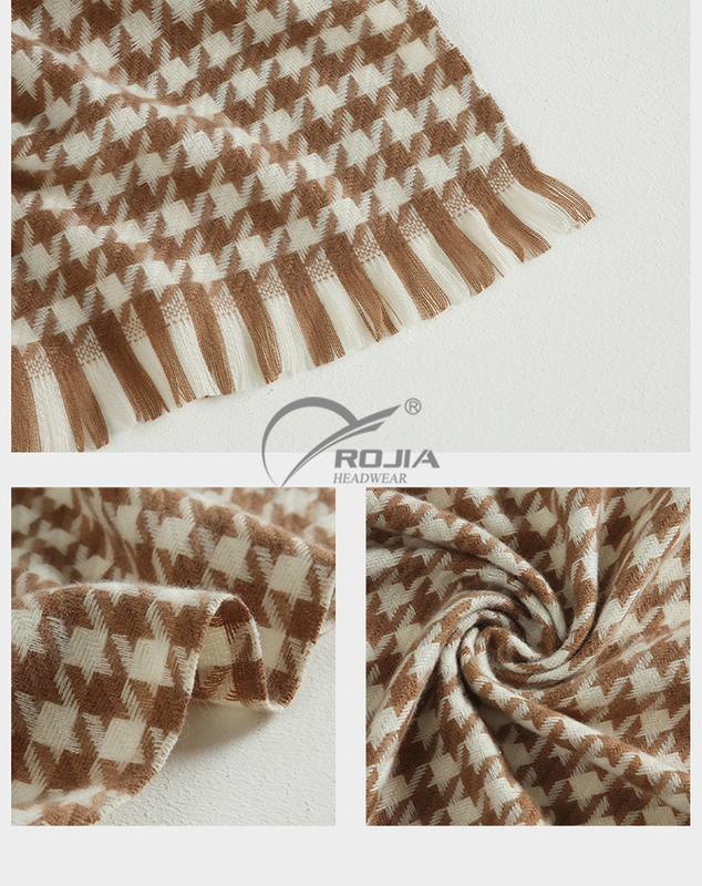 Hot Style Sale Cashmere High End Big Women Autumn Winter Warm Checked Stoles Double-sided Wool Scarves And Shawl