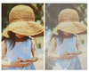 Ultraviolet-proof Summer Fashion Ribbon Bow Straw Hat Beach Holiday Sunscreen Block Folding Beach Straw Hat for Women Child Travelling 