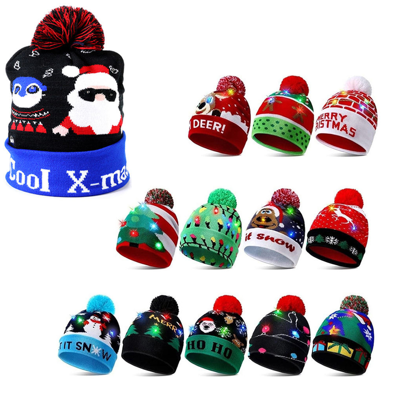 Autumn Winter Fashion Christmas Hat with Warm Party Decor Featuring Cartoon Camouflage Character Patterns