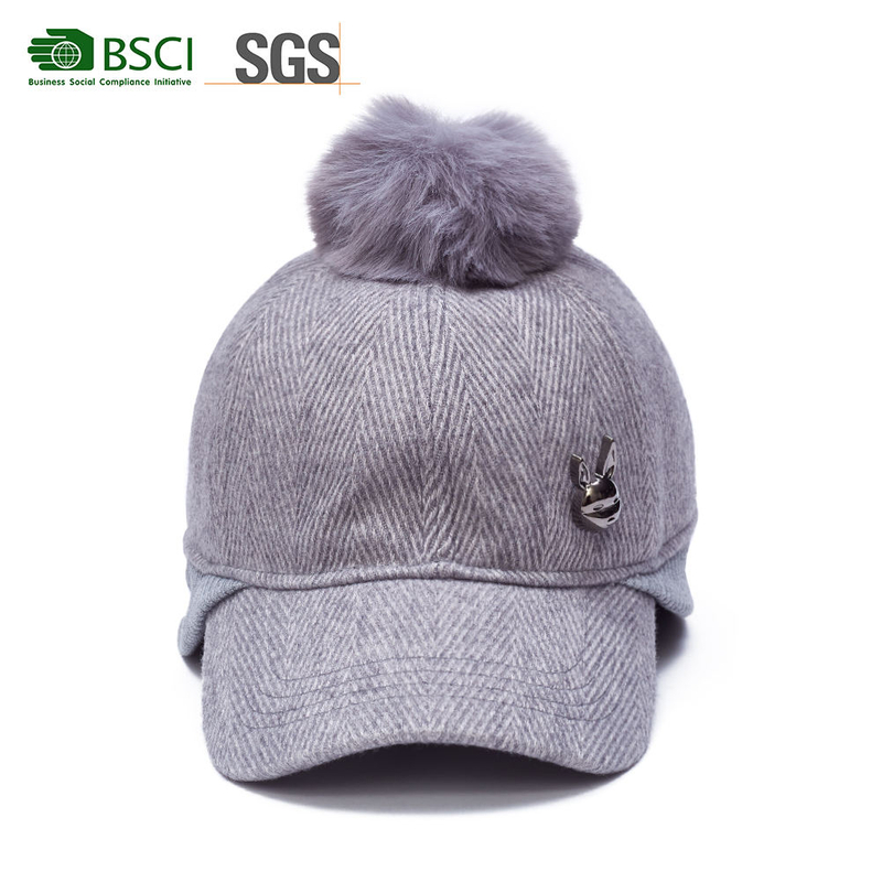 Autumn New 3D Letter Embroidery Baseball Cap Outdoor Windproof Casual Cap with Pom Dobby and Argyle Pattern Oxford Fabric