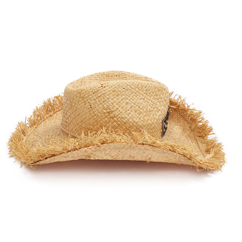 Custom Personalized Hand Woven Summer Wide Brim Surf Beach Hat American Flag Logo Large Brim Lifeguard Hollow Straw Hat for Men