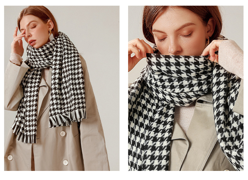 Hot Style Sale Cashmere High End Big Women Autumn Winter Warm Checked Stoles Double-sided Wool Scarves And Shawl